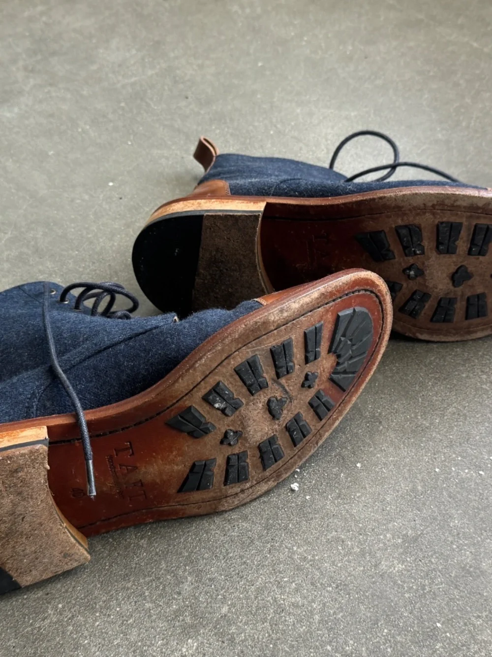 Navy Denim Taft Jack Boots, Size 40